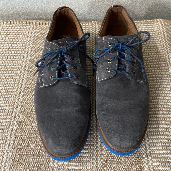 Florsheim Gray Blue Leather Suede Lace Up Plain ToeComfortech Supacush Jr Oxford - Picture 7 of 11